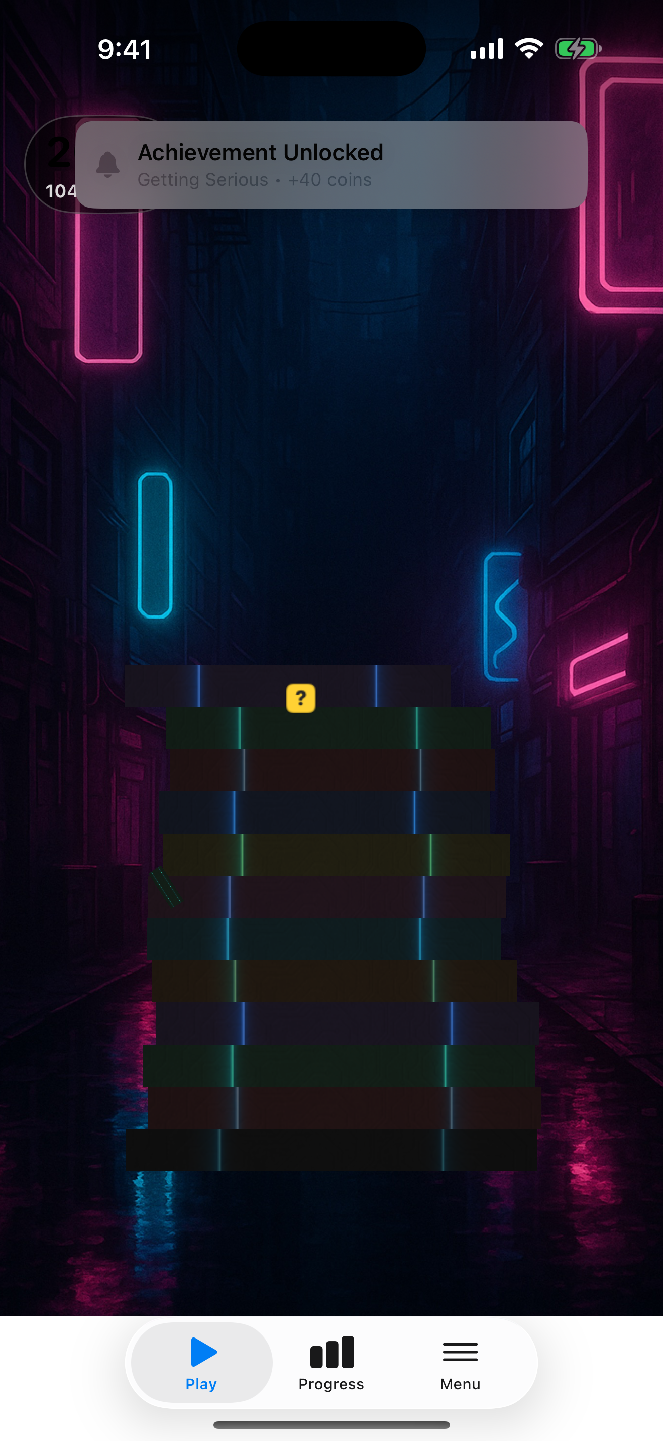 TowerStacker gameplay with a tall stack and tight timing window