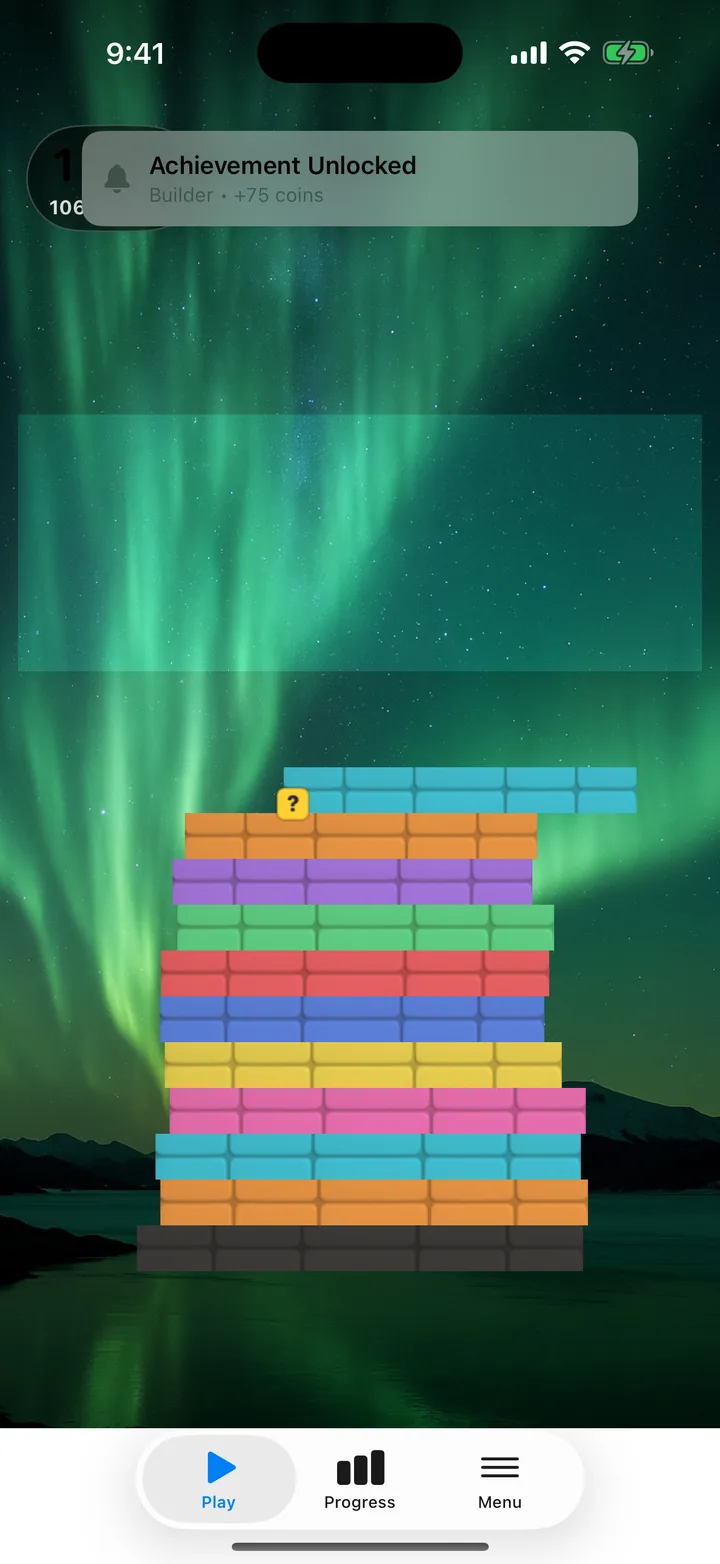 TowerStacker gameplay in Aurora theme
